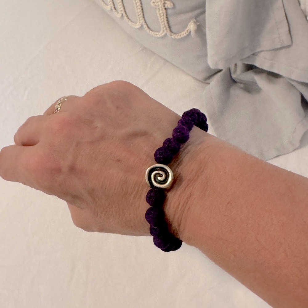 Purple Braided Essential Oil Diffuser Bracelet with Silver Spiral Charm NEW